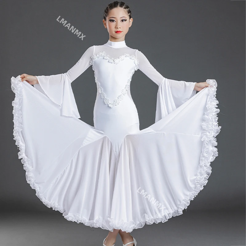 Waltz Modern Dancing Dress Girls White Long Sleeved Ballroom Dance Dress KidsLlatin Tango Salsa Stage Performance Clothes
Waltz Modern Dancing Dress Girls White Long Sleeved Ballroom Dance Dress KidsLlatin Tango Salsa Stage Performance Clothes