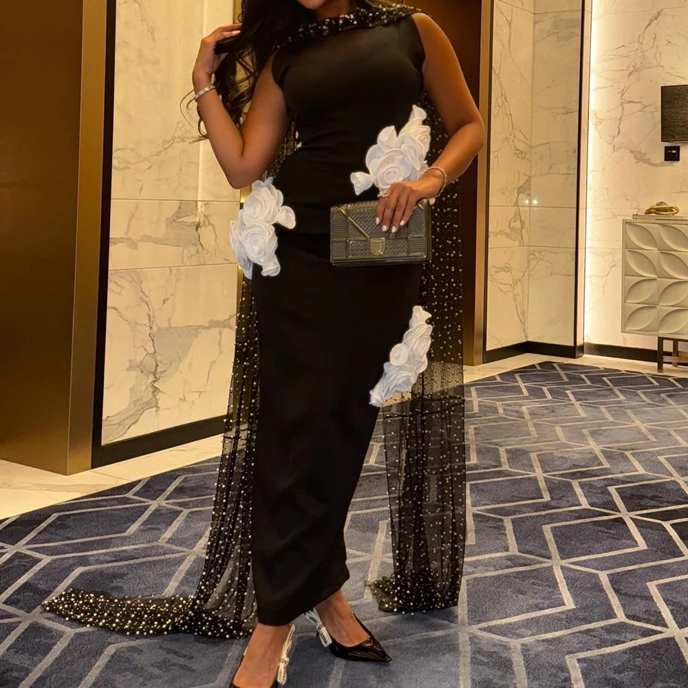 Mermaid Ankle Length Halter Jersey Sleeveless Back Slit Sexy and Classic Evening Dress Pearls Flowers Ribbons Saudi Arabia 2024
Mermaid Ankle Length Halter Jersey Sleeveless Back Slit Sexy and Classic Evening Dress Pearls Flowers Ribbons Saudi Arabia 2024