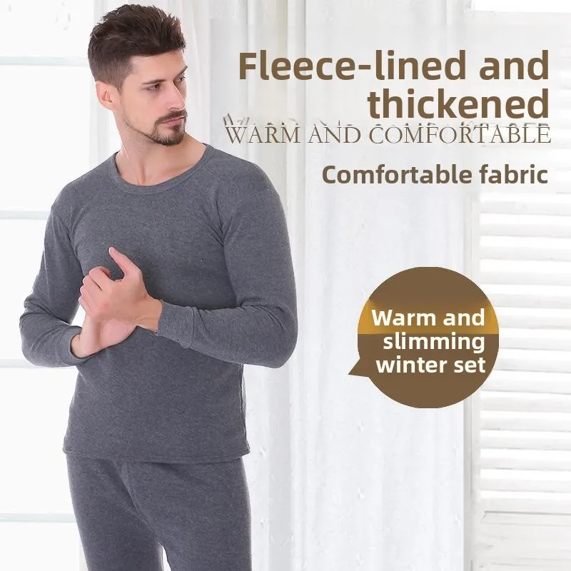 Men's Thermal Underwear Set Fleece Lined Thickened round Neck Long Sleeve Long Pants Pure Color Base Layer Winter Clothes
Men's Thermal Underwear Set Fleece Lined Thickened round Neck Long Sleeve Long Pants Pure Color Base Layer Winter Clothes