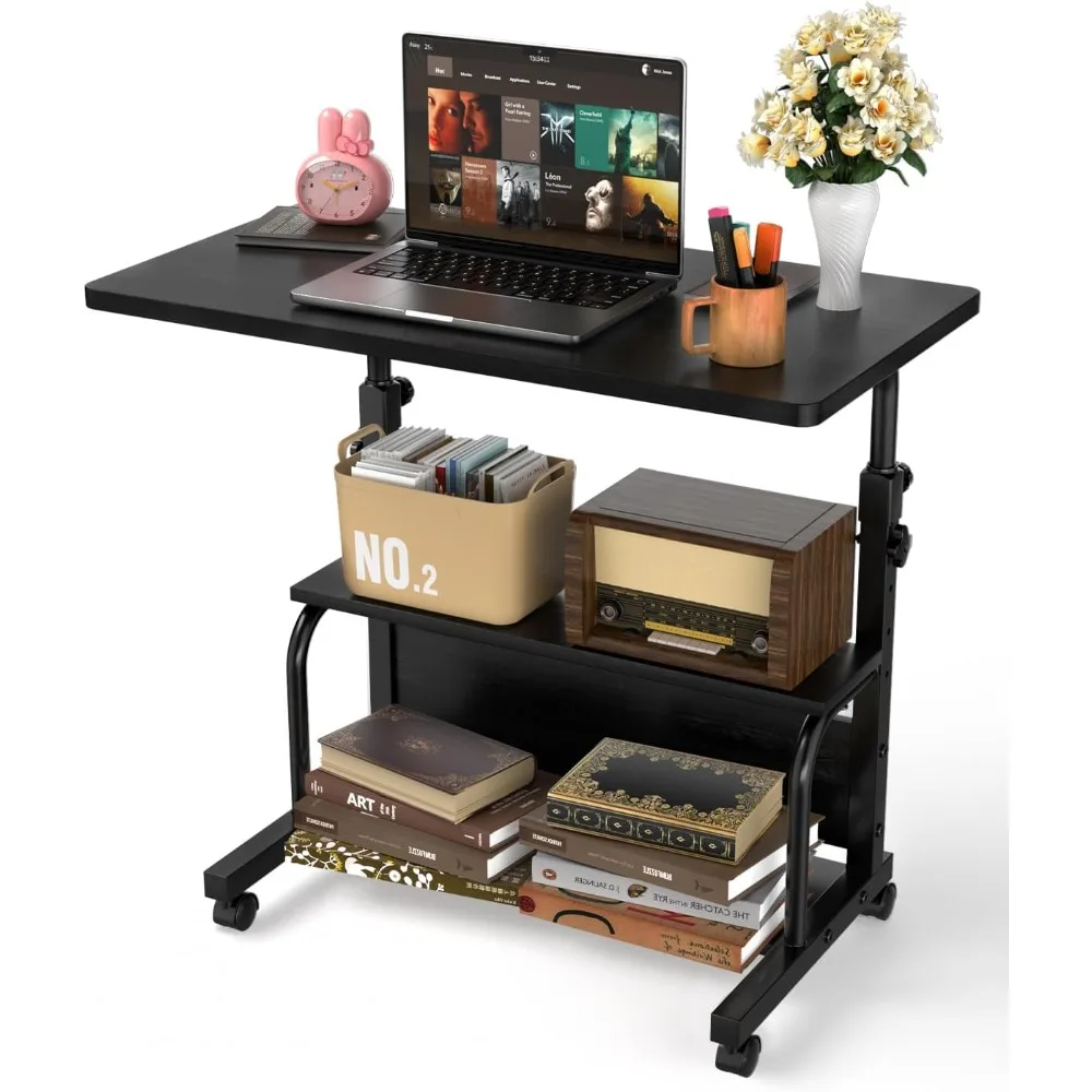 Portable Rolling Desk on Wheels Adjustable Height Desks for Small Spaces, 32" Computer Desk with Storage Shelves for Home Office
Portable Rolling Desk on Wheels Adjustable Height Desks for Small Spaces, 32" Computer Desk with Storage Shelves for Home Office