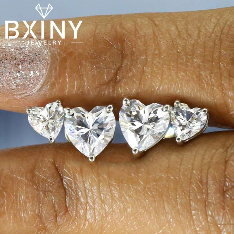 BXINY Double Heart Cut All Moissanite Earrings 925 Sterling Silver 2-Stone Diamond Ear Stud for Women Wedding Bride Gift Jewelry
BXINY Double Heart Cut All Moissanite Earrings 925 Sterling Silver 2-Stone Diamond Ear Stud for Women Wedding Bride Gift Jewelry
