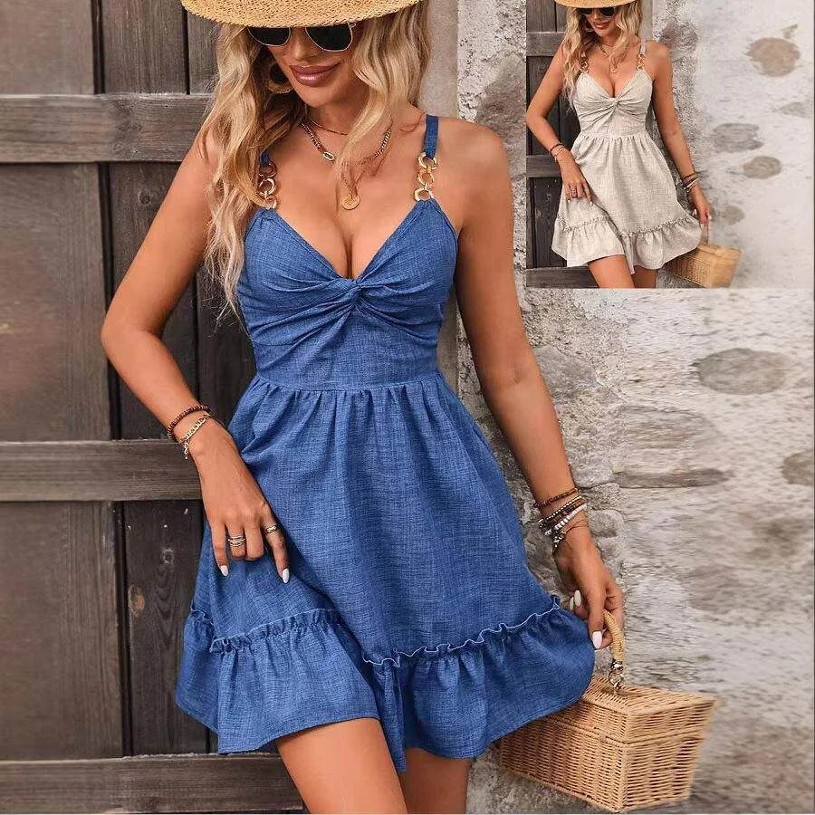 Ele Metal Decorated Print Knot Knee-Length Dr New 2026 Cross-Border Strapl Gown Autumn Season Svel Faion
Ele Metal Decorated Print Knot Knee-Length Dr New 2026 Cross-Border Strapl Gown Autumn Season Svel Faion