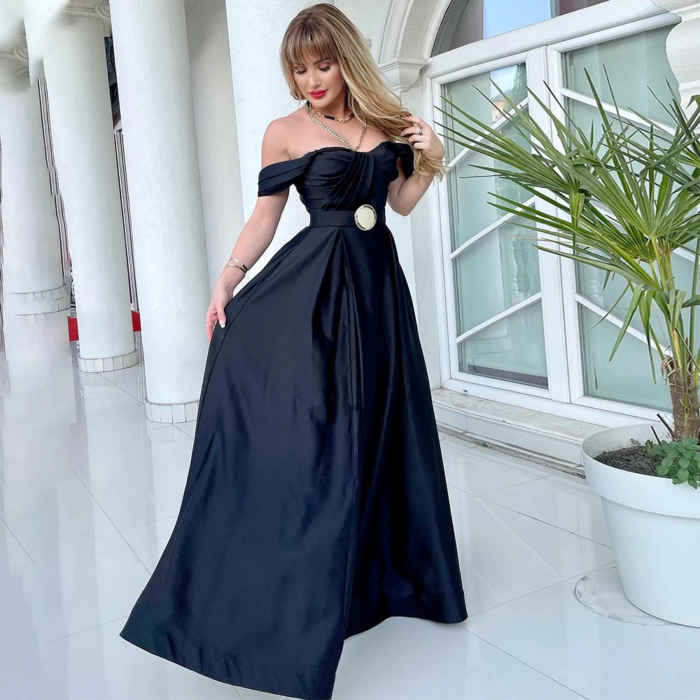 Women's Evening Dress Navy Blue Satin Off the Shoulder A Line Gowns Long Sweetheart Belt Simple Prom Party Dresses 2023
Women's Evening Dress Navy Blue Satin Off the Shoulder A Line Gowns Long Sweetheart Belt Simple Prom Party Dresses 2023