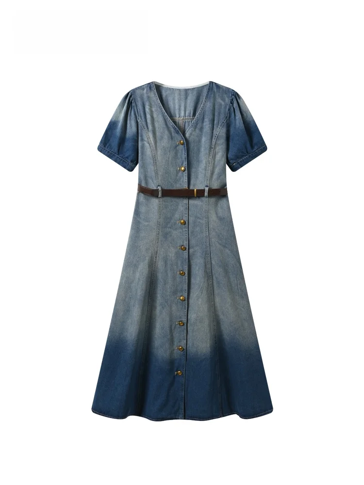 Summer New Retro plus Size Women's Dress Cara CLUB Short Sleeve Denim A-Line Waist-Cinching Vintage Versatile Skirt
Summer New Retro plus Size Women's Dress Cara CLUB Short Sleeve Denim A-Line Waist-Cinching Vintage Versatile Skirt