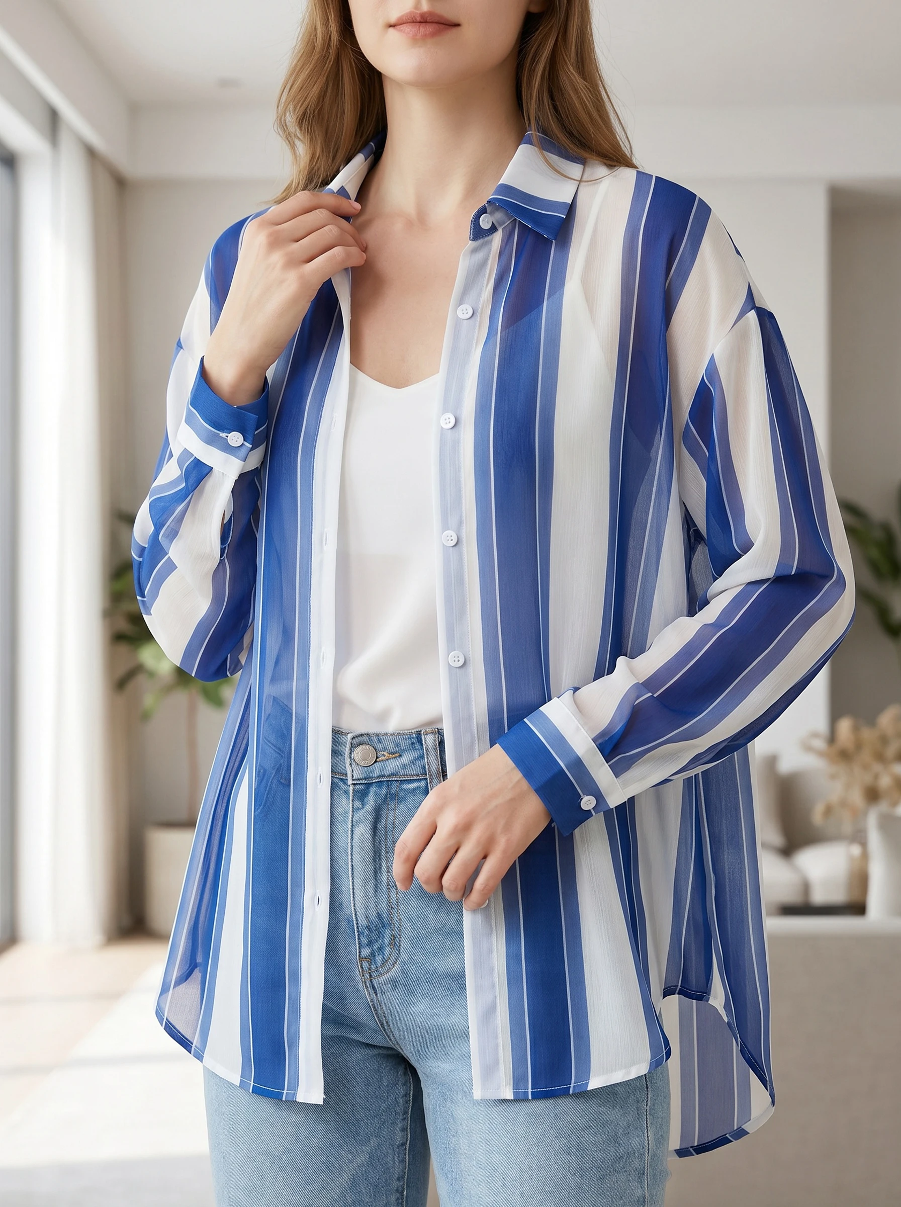 Gadinus Women’s Casual Long Sleeve Stripe Cover Up Shirt
Gadinus Women’s Casual Long Sleeve Stripe Cover Up Shirt