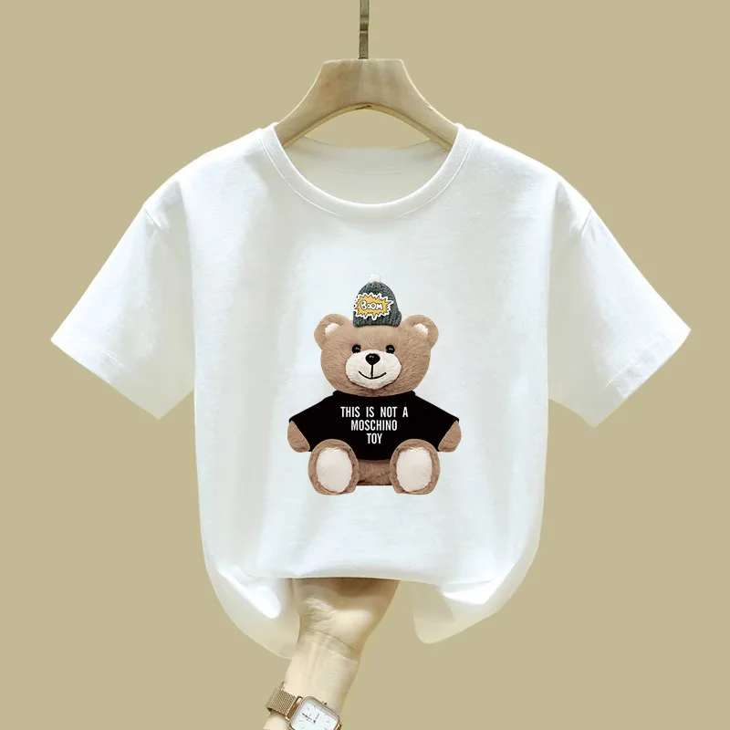 Детская летняя футболка с круглым вырезом и принтом медведя, из модала, для детей постарше
Детская летняя футболка с круглым вырезом и принтом медведя, из модала, для детей постарше