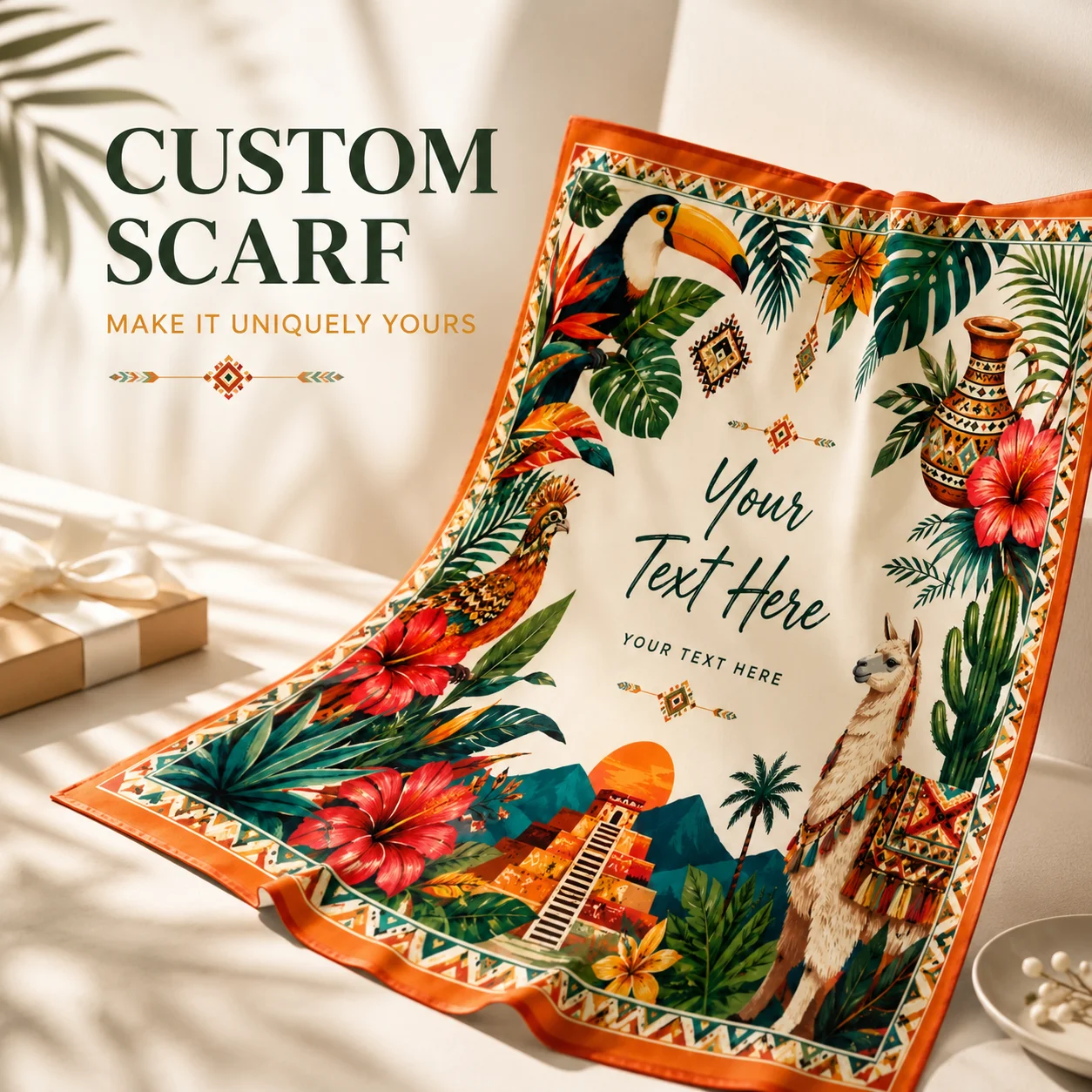 Personalized Designer Inspired Scarf Custom Artwork Printed Square Scarf
Personalized Designer Inspired Scarf Custom Artwork Printed Square Scarf