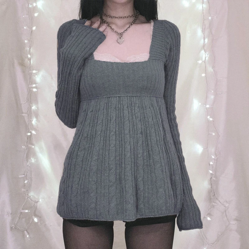 Maemukilabe Aesthetic Coquette Knit Sweaters Vintage Babydoll Tops Pullovers Lady Autumn Square Neck Knitwear Jumpers Y2k Outfit
Maemukilabe Aesthetic Coquette Knit Sweaters Vintage Babydoll Tops Pullovers Lady Autumn Square Neck Knitwear Jumpers Y2k Outfit