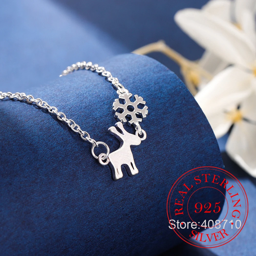 925 Sterling Silver Frosted Snowflake Deer Clavicle Chain Necklace Pendant For Women Wedding Party Jewelry Gift Collar
925 Sterling Silver Frosted Snowflake Deer Clavicle Chain Necklace Pendant For Women Wedding Party Jewelry Gift Collar