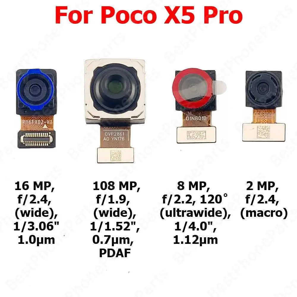 Камера для Xiaomi Poco X5 Pro PocoX5 X5Pro, задняя задняя часть, передняя часть, фронтальная задняя камера для селфи, модуль, детали мобильного телефона
Камера для Xiaomi Poco X5 Pro PocoX5 X5Pro, задняя задняя часть, передняя часть, фронтальная задняя камера для селфи, модуль, детали мобильного телефона