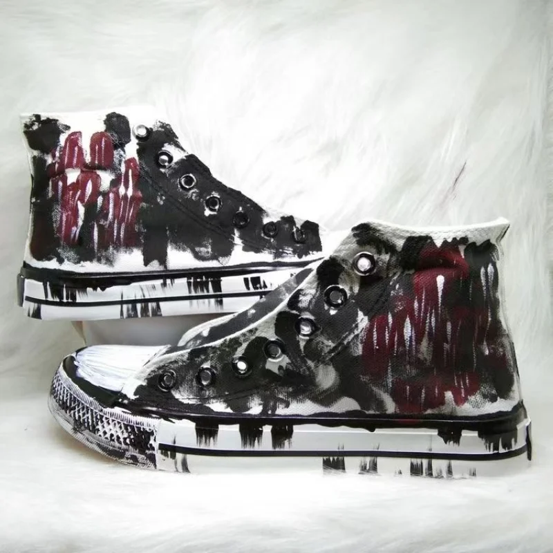 Handmade black and red high-top canvas shoes large size men's and women's casual sports shoes 35-44
Handmade black and red high-top canvas shoes large size men's and women's casual sports shoes 35-44