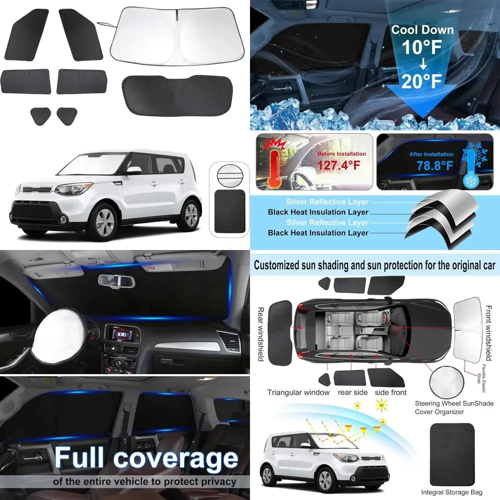 Full Window Car Side Sunshades for 2014-2019 Kia Soul, UV Protection & Privacy, 8 Pieces, Ideal for Camping and Relaxing
Full Window Car Side Sunshades for 2014-2019 Kia Soul, UV Protection & Privacy, 8 Pieces, Ideal for Camping and Relaxing