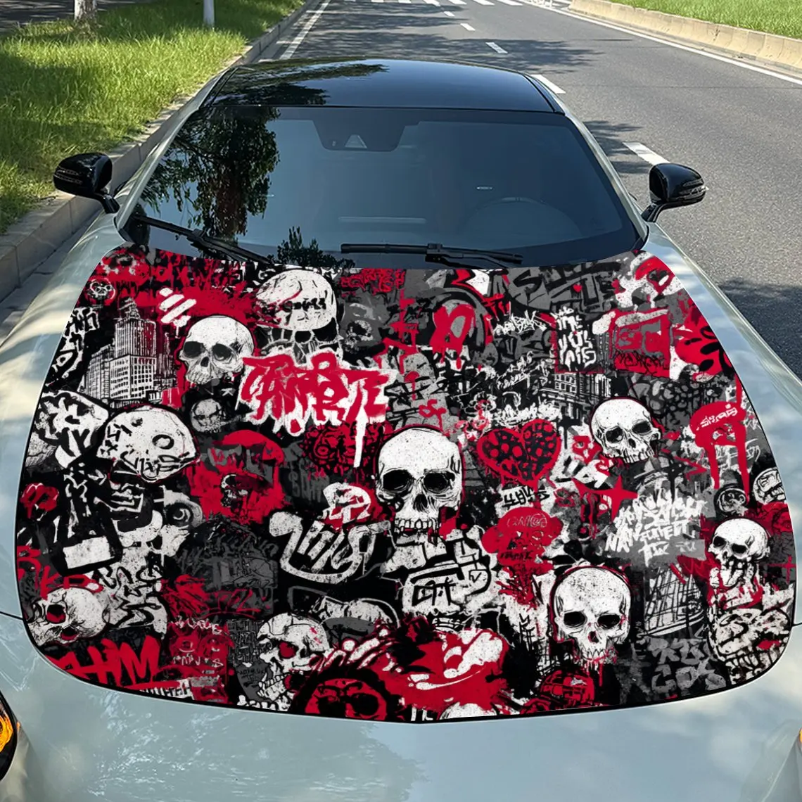 Виниловая пленка с рисунком граффити красного черепа, водонепроницаемая виниловая наклейка на капот из ПВХ, самоклеящиеся наклейки для царапин для крышки двигателя 
Виниловая пленка с рисунком граффити красного черепа, водонепроницаемая виниловая наклейка на капот из ПВХ, самоклеящиеся наклейки для царапин для крышки двигателя