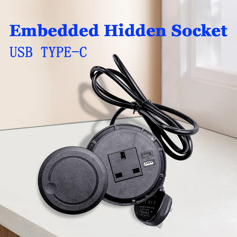 Настольная многофункциональная розетка стандарта Великобритании с USB Type-C, встраиваемая настольная розетка, круглая розетка
Настольная многофункциональная розетка стандарта Великобритании с USB Type-C, встраиваемая настольная розетка, круглая розетка