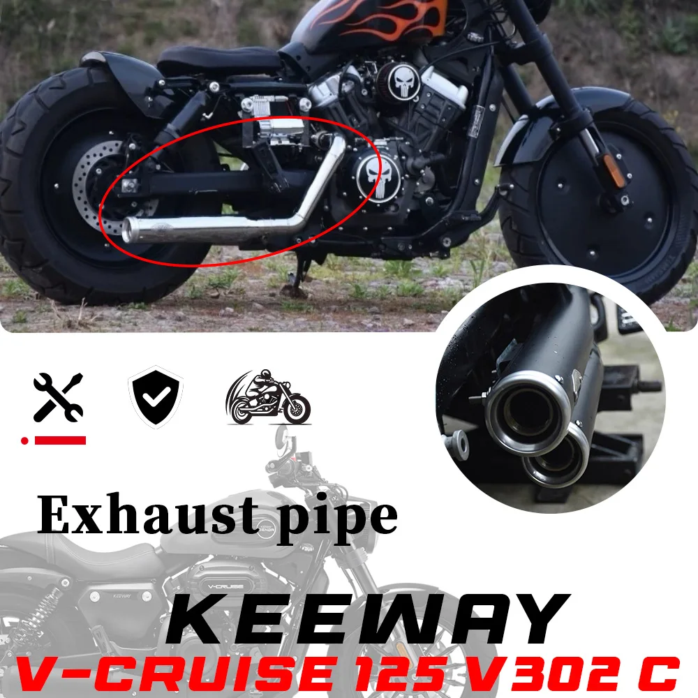 Двойной выхлопной патрубок с глубоким звуком для KEEWAY V-CRUISE 125 V302C, оснащенный заглушками для глушения звука.
Двойной выхлопной патрубок с глубоким звуком для KEEWAY V-CRUISE 125 V302C, оснащенный заглушками для глушения звука.