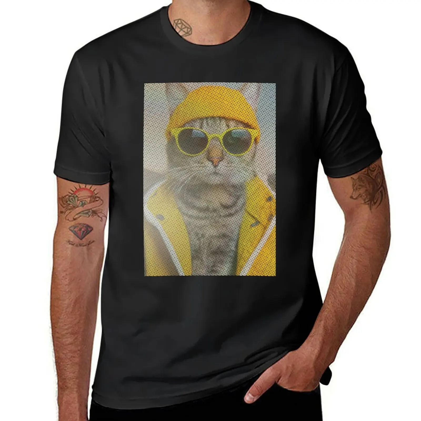 Image of modern cat with yellow hat, jacket and sunglasses. T-Shirt plus sizes vintage men graphic t shirts
Image of modern cat with yellow hat, jacket and sunglasses. T-Shirt plus sizes vintage men graphic t shirts