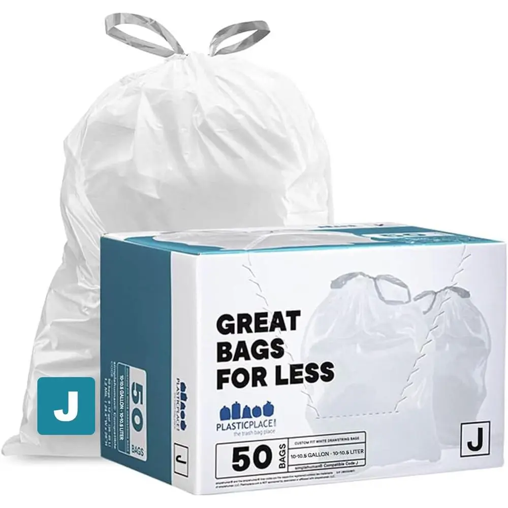 50-Count 10-10.5 Gallon White Drawstring Trash Bags, 21x28 Inches, Tear-Resistant for Kitchen, Bathroom & Office
50-Count 10-10.5 Gallon White Drawstring Trash Bags, 21x28 Inches, Tear-Resistant for Kitchen, Bathroom & Office