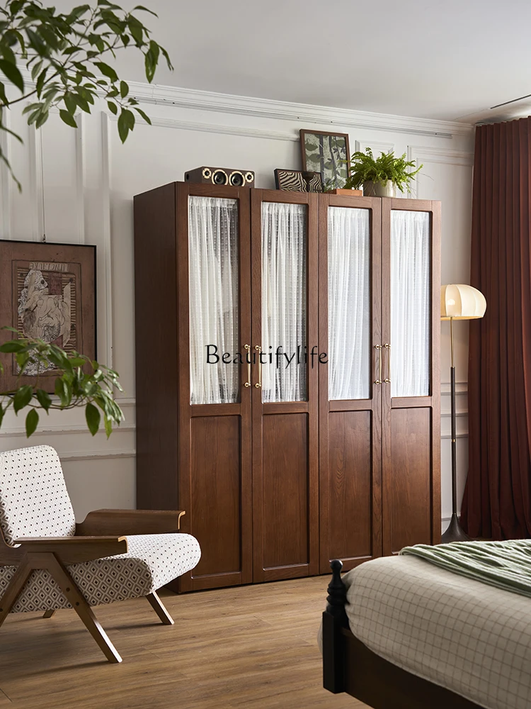 French retro solid wood wardrobe antique bedroom gauze curtain glass wardrobe home
French retro solid wood wardrobe antique bedroom gauze curtain glass wardrobe home