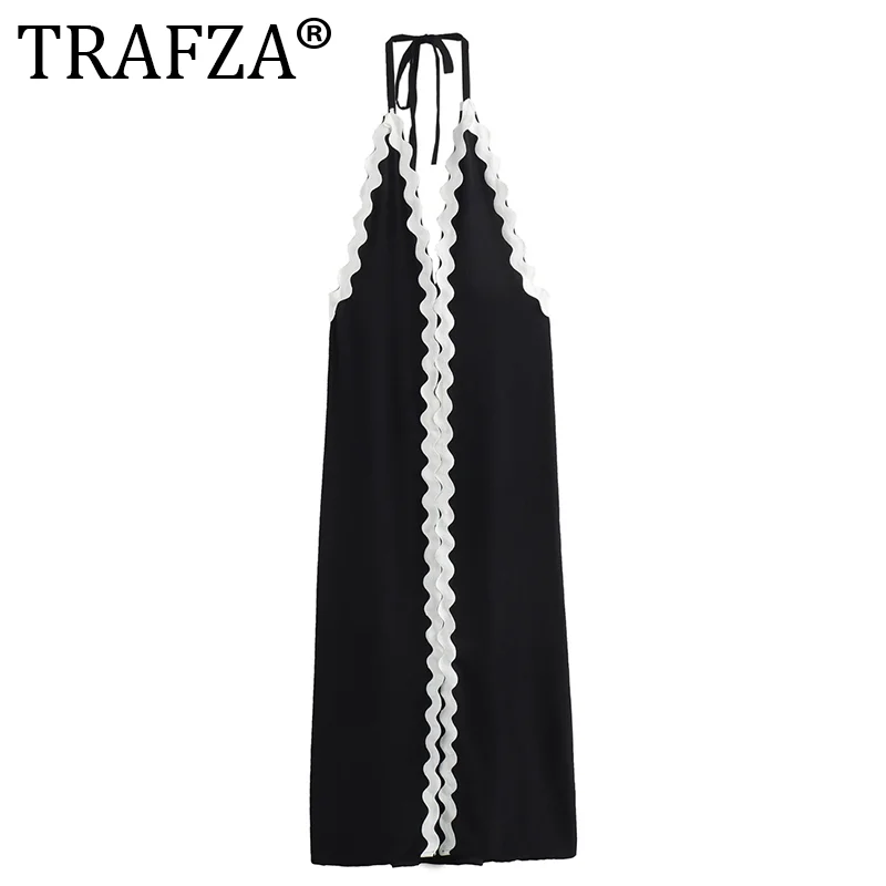 Elegant Contrast Spliced Halter Lace Up Midi Dress Women Sexy V Neck Backless Front Split Robe Summer Chic Lady Holiday Vestidos
Elegant Contrast Spliced Halter Lace Up Midi Dress Women Sexy V Neck Backless Front Split Robe Summer Chic Lady Holiday Vestidos