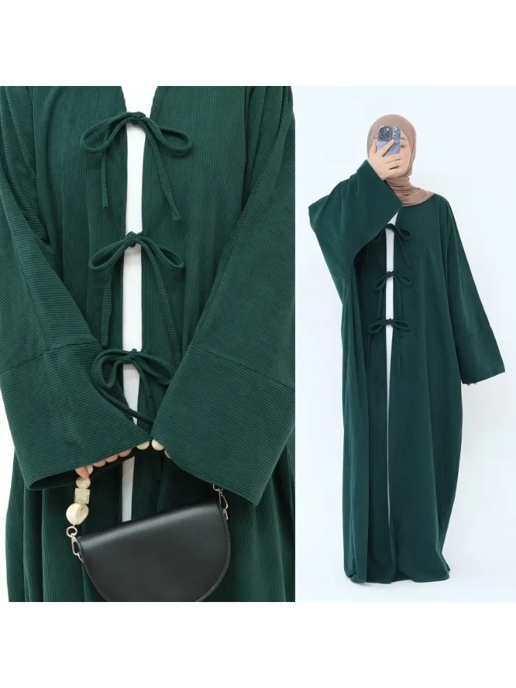 Muslim Open Abaya for Women Autumn Thick Warm Corduroy Cardigan Dress New Islamic Clothing Front Bows Modern Dubai Open Ronbe
Muslim Open Abaya for Women Autumn Thick Warm Corduroy Cardigan Dress New Islamic Clothing Front Bows Modern Dubai Open Ronbe