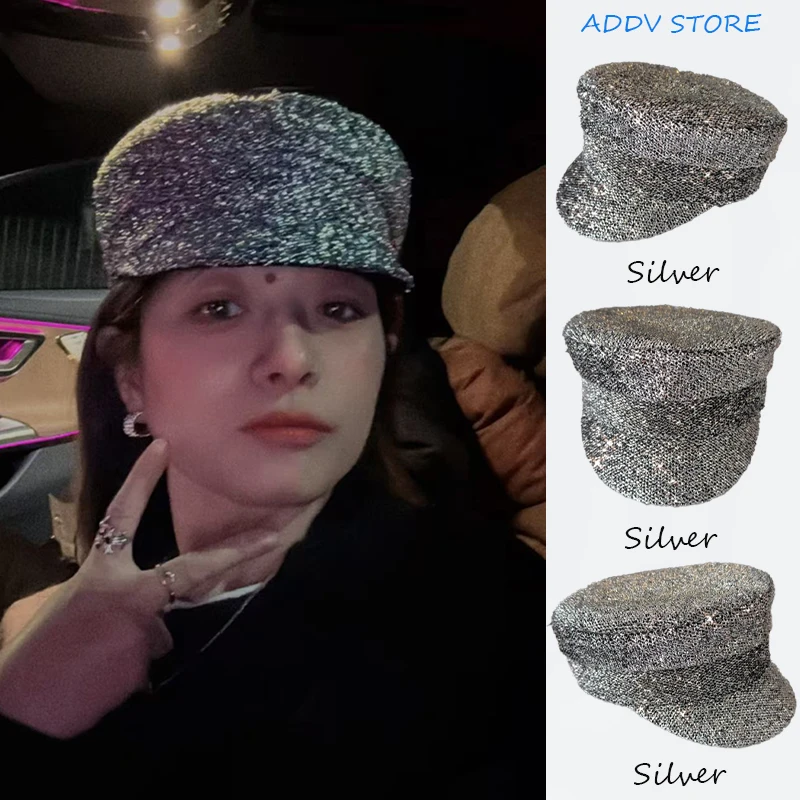 Brand Designer Silvery Baker Boy Caps Shine Newsboy Caps Super Flash Performance Party Show Flat Cap Boinas Para Mujer
Brand Designer Silvery Baker Boy Caps Shine Newsboy Caps Super Flash Performance Party Show Flat Cap Boinas Para Mujer