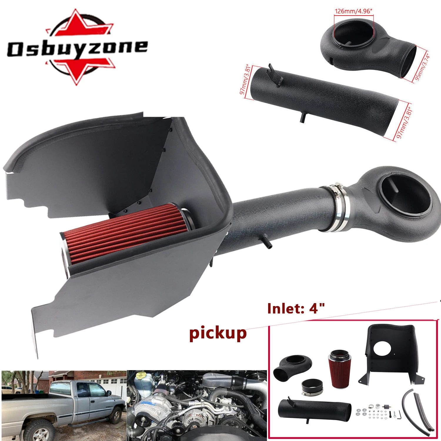 Heat Shield Cold Air Intake Kit + red Filter for Dodge RAM 1500 2500 RT (1994-2002) 5.2L/5.9L V8 Engines Pickup accessories
Heat Shield Cold Air Intake Kit + red Filter for Dodge RAM 1500 2500 RT (1994-2002) 5.2L/5.9L V8 Engines Pickup accessories