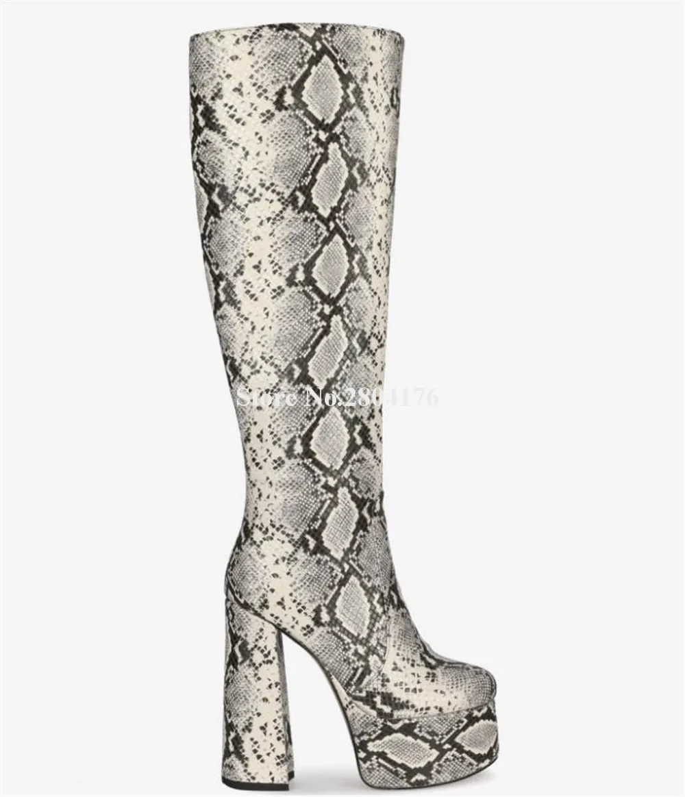 Newest Grey Snake Leather High Platform Block Heel Knee High Boots Sexy Round Toe Chunky Heel Long Boots Leisure Dress Shoes
Newest Grey Snake Leather High Platform Block Heel Knee High Boots Sexy Round Toe Chunky Heel Long Boots Leisure Dress Shoes