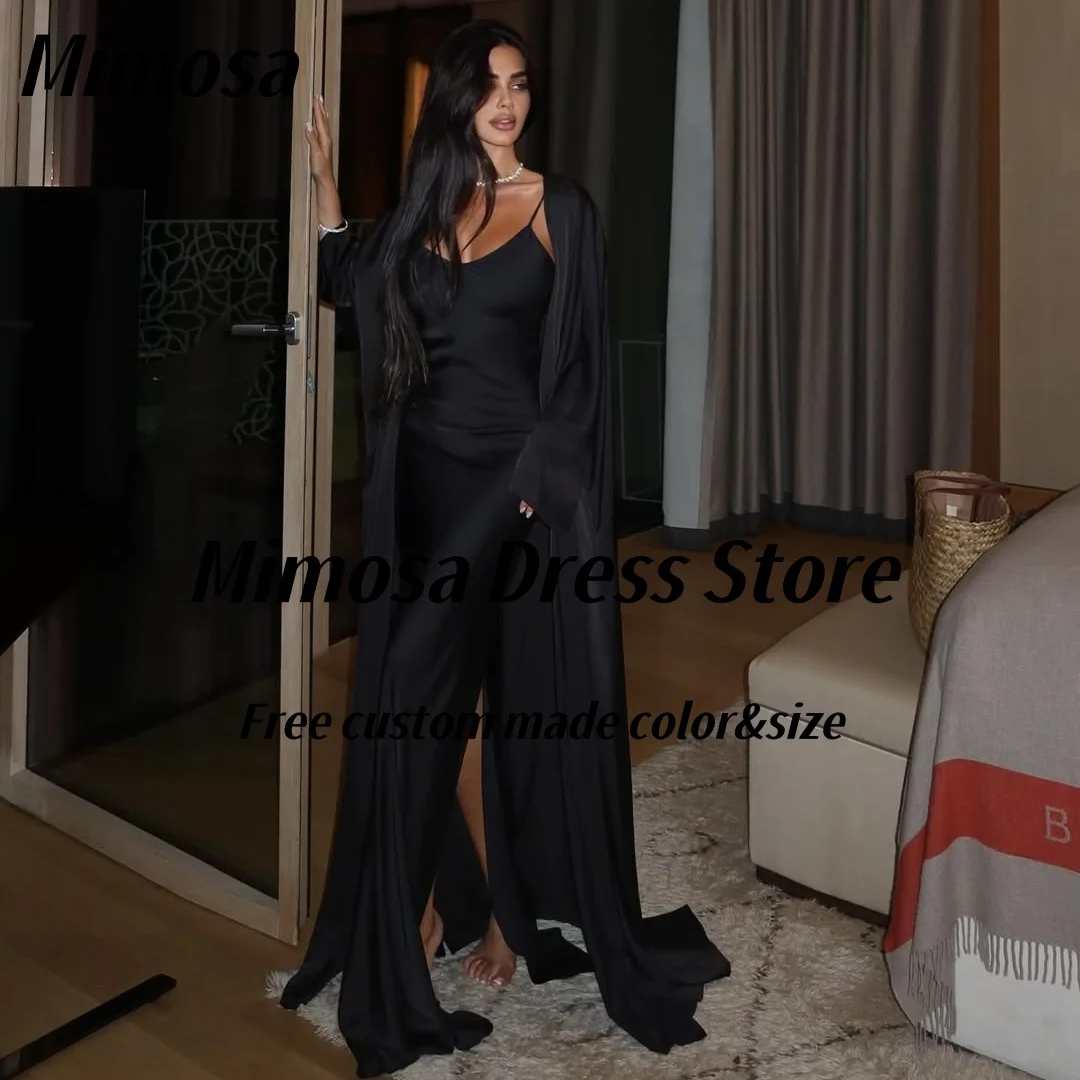 Mimosa 2025 Prom Dresses Spaghetti Straps Black Dress for Special Occasions Long Sleeves Jackets Evening Gowns Customized
Mimosa 2025 Prom Dresses Spaghetti Straps Black Dress for Special Occasions Long Sleeves Jackets Evening Gowns Customized