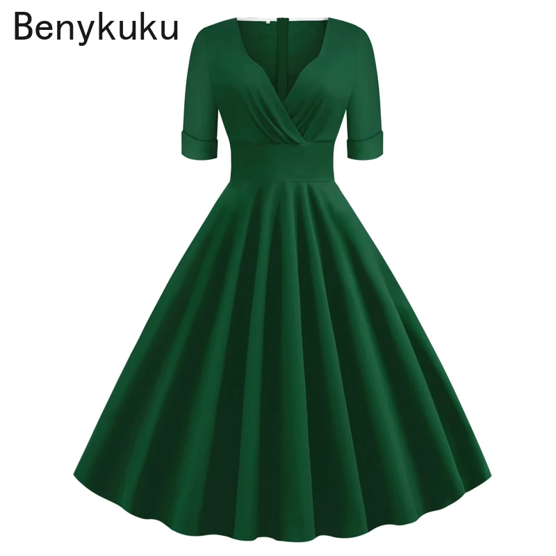 1950s Vintage Green Rockabilly Wrap Dress Ruched V Neck Elegant Party Dress Women 2023 Summer Half Sleeve A Line Office Dresses
1950s Vintage Green Rockabilly Wrap Dress Ruched V Neck Elegant Party Dress Women 2023 Summer Half Sleeve A Line Office Dresses