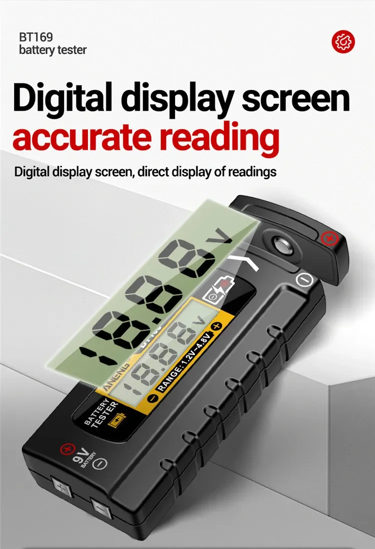 ANENG Digital battery level detector, battery level display, instrument for measuring remaining battery level
ANENG Digital battery level detector, battery level display, instrument for measuring remaining battery level