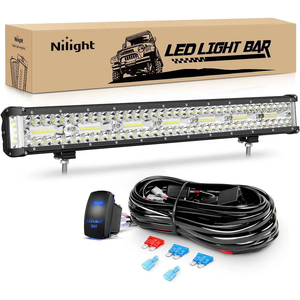 20 Inch Triple Row Spot Combo LED Light Bar with 5Pin Rocker Switch and Wiring Harness for Truck, SUV, ATV, and UTV Work Lightin
20 Inch Triple Row Spot Combo LED Light Bar with 5Pin Rocker Switch and Wiring Harness for Truck, SUV, ATV, and UTV Work Lightin
