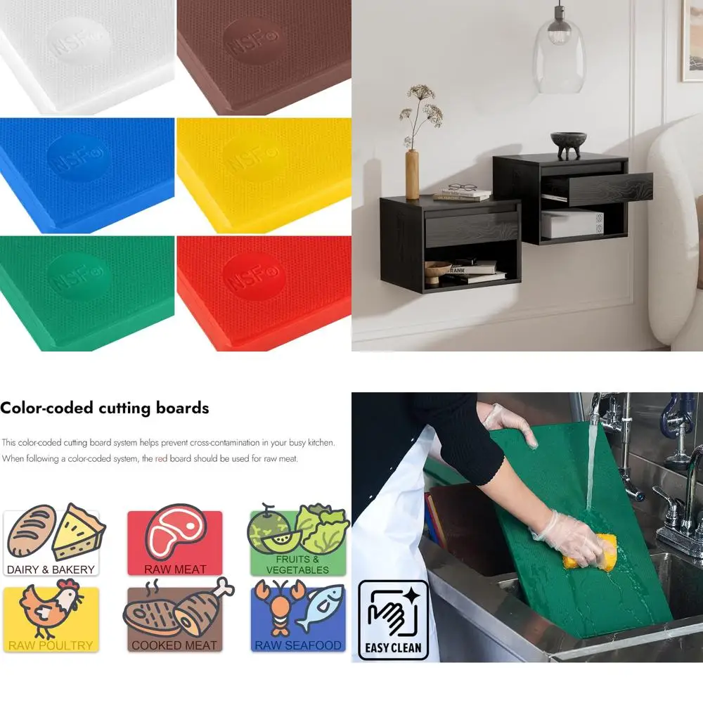 Color-Coded 6-Piece Plastic Chopping Boards Set - Kitchen Cutting Boards 18x12x0.5 Inches, White, Red, Green, Blue, Yellow, Brow
Color-Coded 6-Piece Plastic Chopping Boards Set - Kitchen Cutting Boards 18x12x0.5 Inches, White, Red, Green, Blue, Yellow, Brow