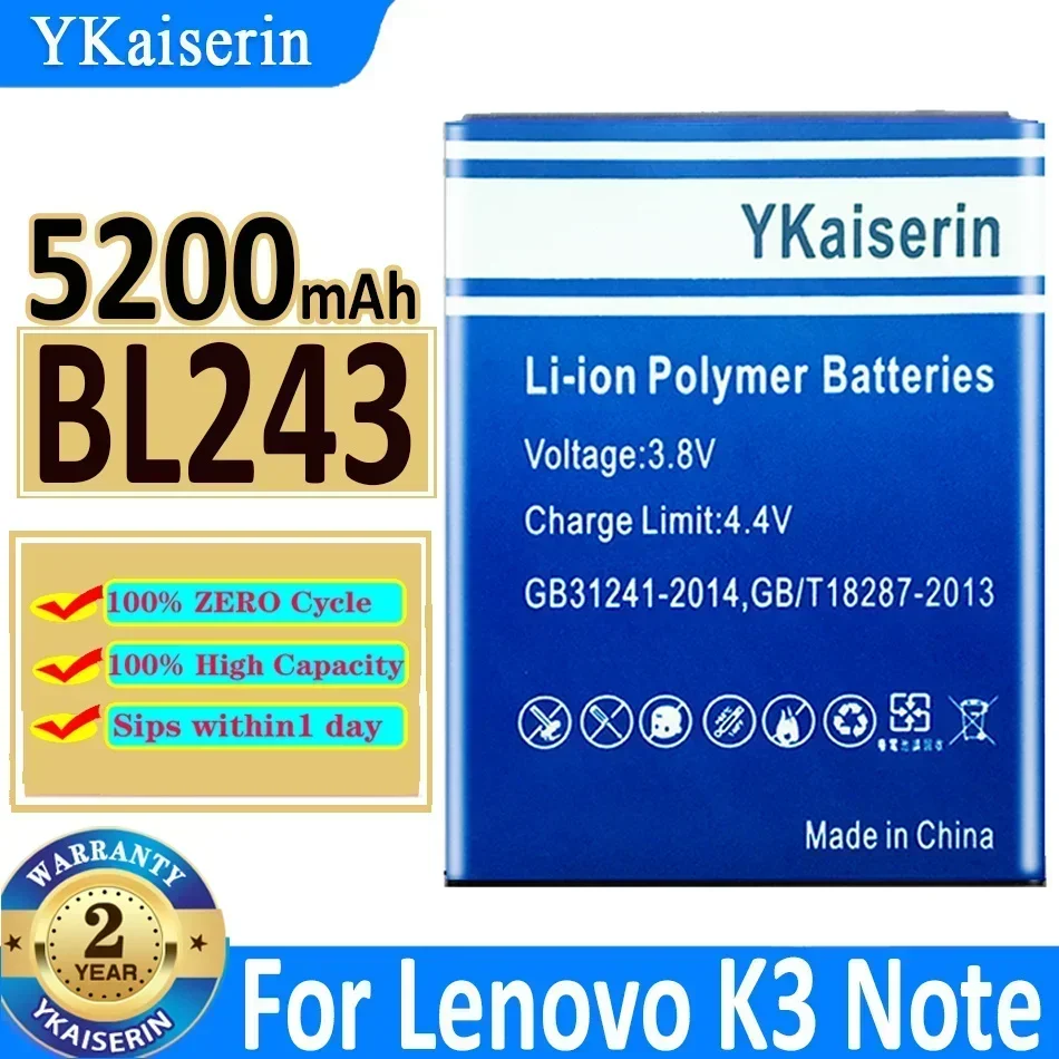 Новый аккумулятор YKaiserin 5200 мАч BL 243 BL243 для Lenovo Lemon K3 Note K50-T5 A7000 A5500 A5600 A7600, резервная батарея для мобильного телефона
Новый аккумулятор YKaiserin 5200 мАч BL 243 BL243 для Lenovo Lemon K3 Note K50-T5 A7000 A5500 A5600 A7600, резервная батарея для мобильного телефона