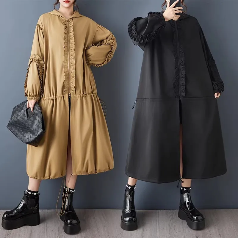 Весенне-осенняя женская ветровка с капюшоном - свободный крой, средней длины, в стиле ретро, с длинными рукавами, однотонное пальто W2195
Весенне-осенняя женская ветровка с капюшоном - свободный крой, средней длины, в стиле ретро, с длинными рукавами, однотонное пальто W2195