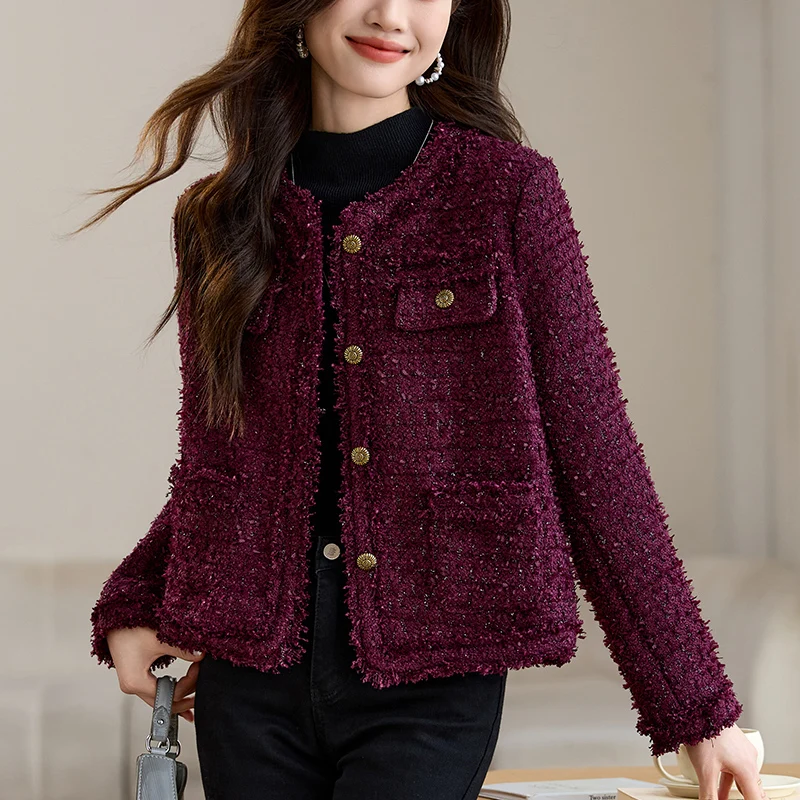 Women's Autumn Winter Thiened Cotton ort Coat Red High-End Coarse Tweed Top Faionable Ele Small Fraance Sle
Women's Autumn Winter Thiened Cotton ort Coat Red High-End Coarse Tweed Top Faionable Ele Small Fraance Sle