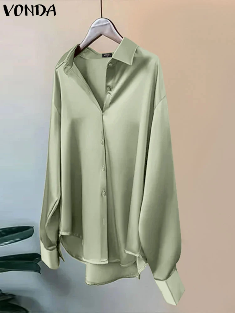 VONDA Women Long Sleeve Shirts Elegant Office Lady Blouse 2025 Autumn Satin Tops Silk Casual Loose Solid Color Lapel Collar Tops
VONDA Women Long Sleeve Shirts Elegant Office Lady Blouse 2025 Autumn Satin Tops Silk Casual Loose Solid Color Lapel Collar Tops