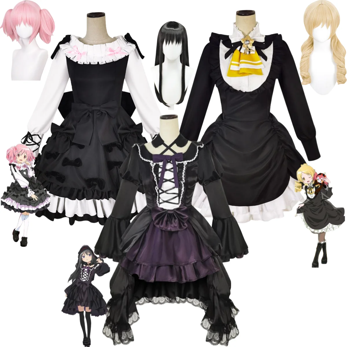 Женский костюм для косплея из аниме Puella Magi Madoka Magica Tomoe Mami Kaname Madoka Akemi Homura, парик, черное платье, женский костюм
Женский костюм для косплея из аниме Puella Magi Madoka Magica Tomoe Mami Kaname Madoka Akemi Homura, парик, черное платье, женский костюм