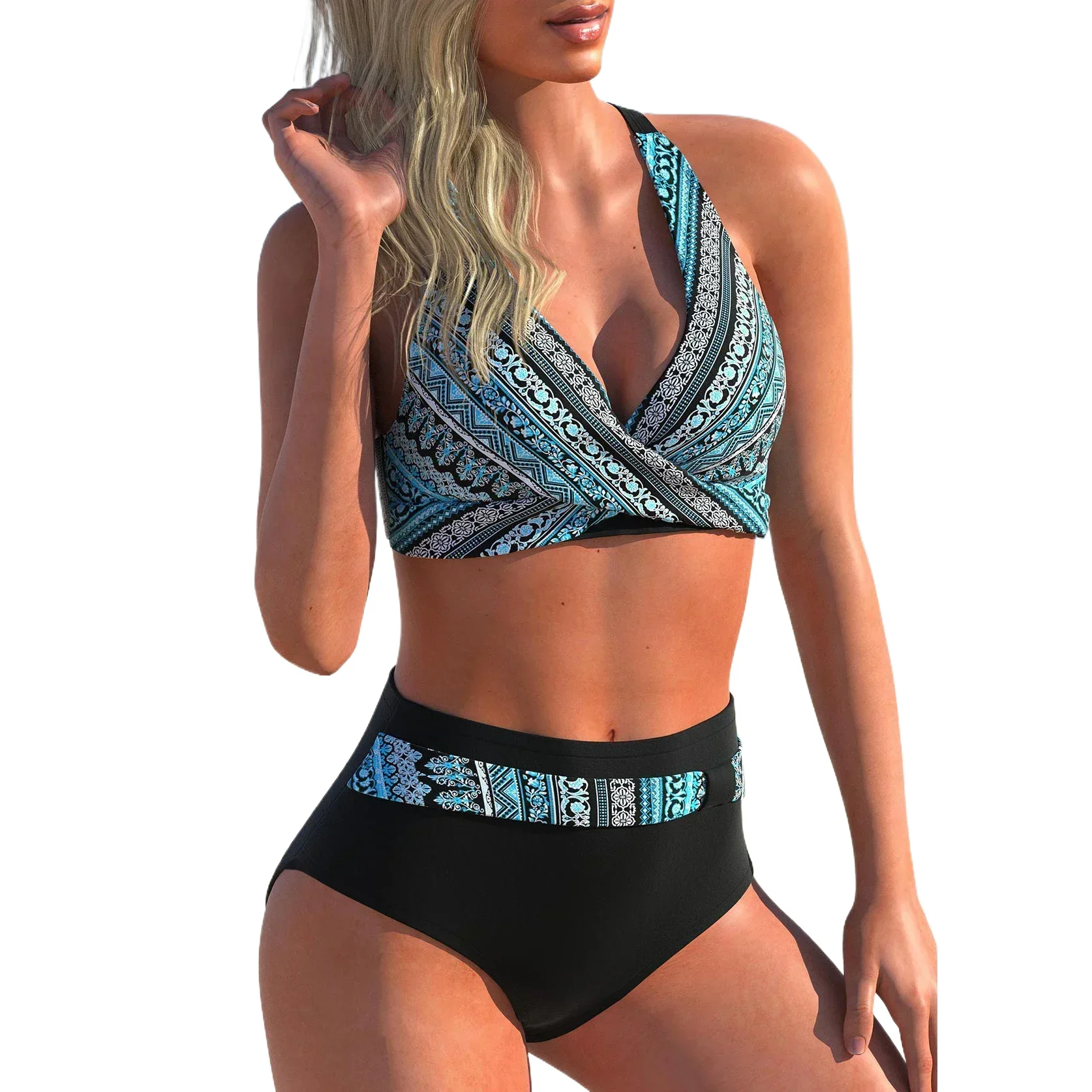 New Women's Bikini Two-piece Swimsuit 3D Blue and Black Wave Print Tank Top Holiday Fashion Beach Outfit S-5XL
New Women's Bikini Two-piece Swimsuit 3D Blue and Black Wave Print Tank Top Holiday Fashion Beach Outfit S-5XL