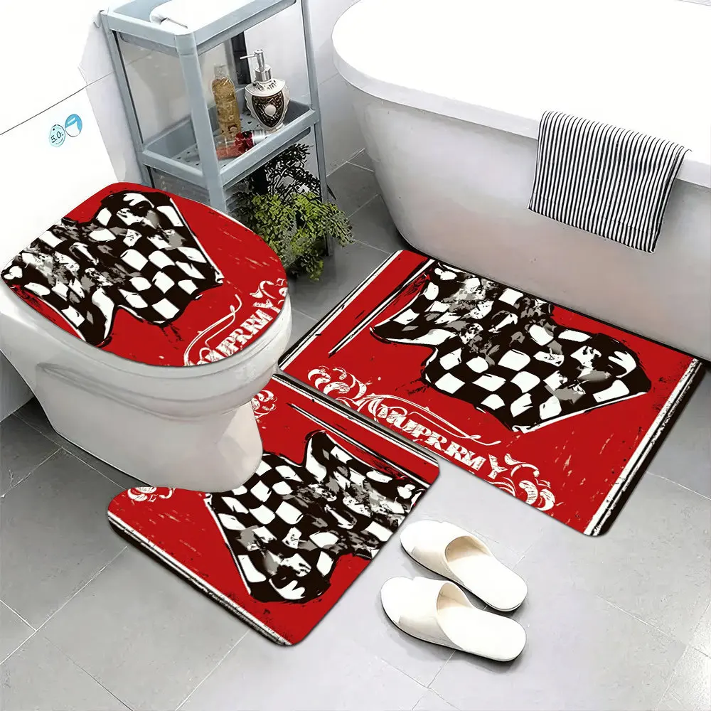 Set of 3 Ultra-Soft Bathroom Floor Mats Featuring a Non-Slip Backing, Designed with a Vintage-Style Sign That Reads 'Y Race Park
Set of 3 Ultra-Soft Bathroom Floor Mats Featuring a Non-Slip Backing, Designed with a Vintage-Style Sign That Reads 'Y Race Park