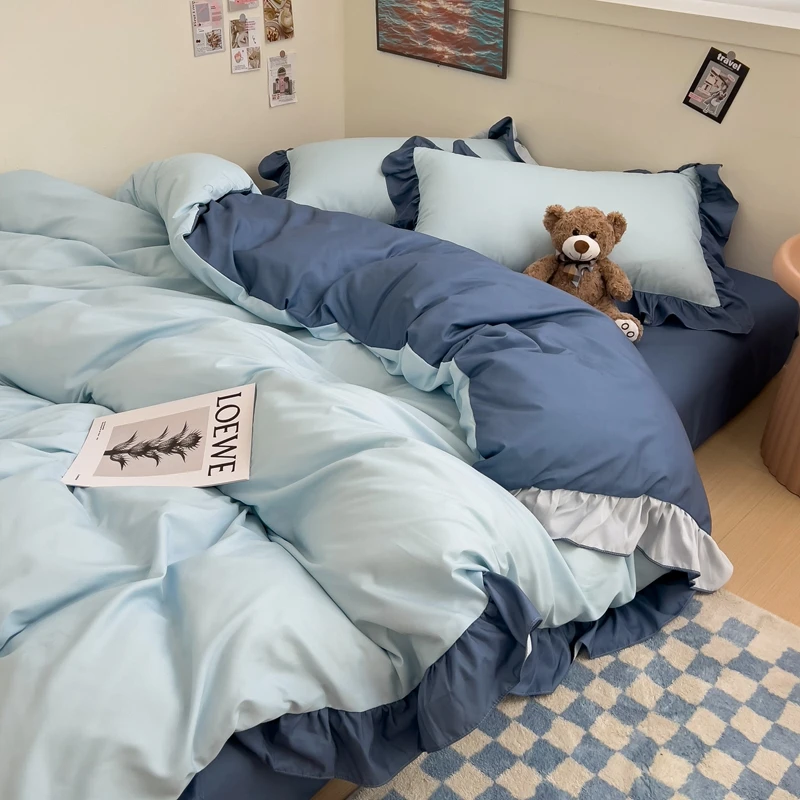 Ins Princess Bedding Set 2024 New Duvet Cover Fresh Blue Solid Color Floral Wrinkled Yann Bed Set Of Four Pieces Bed Sheets
Ins Princess Bedding Set 2024 New Duvet Cover Fresh Blue Solid Color Floral Wrinkled Yann Bed Set Of Four Pieces Bed Sheets
