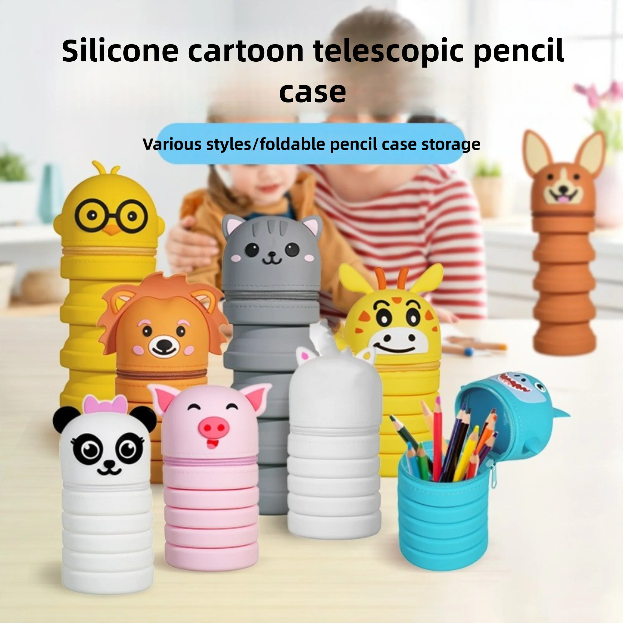 Simple Retractable Pencil Case Cartoon Silicone Stationery Organizer with Zipper Large Capacity Pen Holder Children
Simple Retractable Pencil Case Cartoon Silicone Stationery Organizer with Zipper Large Capacity Pen Holder Children
