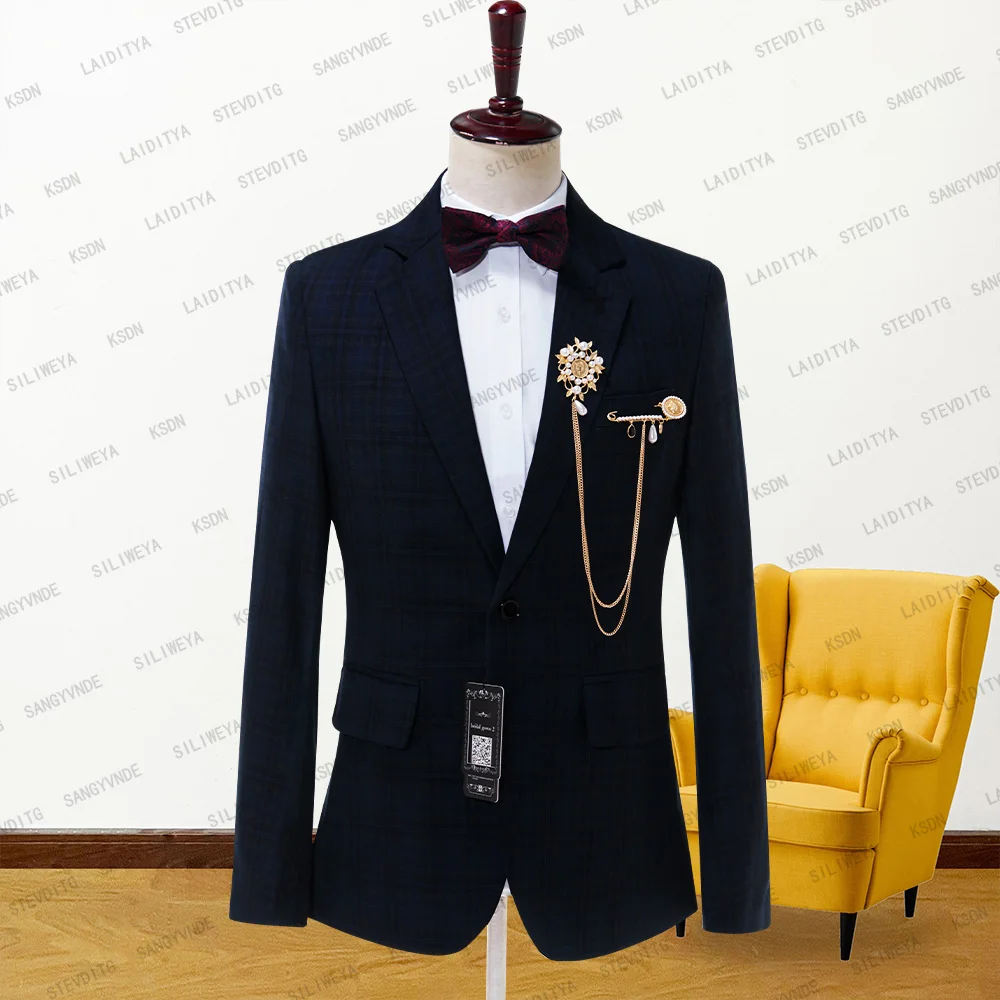 2023 New Fashion Dark Blue Plaid Suits For Men Slim Fit Jacket Formal Groom Wedding Prom Tuxedo Male Office Business Blazer Coat
2023 New Fashion Dark Blue Plaid Suits For Men Slim Fit Jacket Formal Groom Wedding Prom Tuxedo Male Office Business Blazer Coat