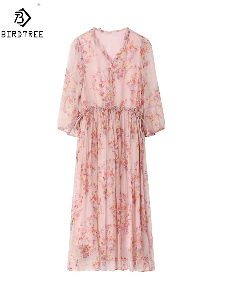 BirdTree, 100%Real Silk Elegant Dress, Woman's Long Sleeve V Neck Floral, Vacation Party Fairy Dresses, 2024 Summer New D45022QM
BirdTree, 100%Real Silk Elegant Dress, Woman's Long Sleeve V Neck Floral, Vacation Party Fairy Dresses, 2024 Summer New D45022QM