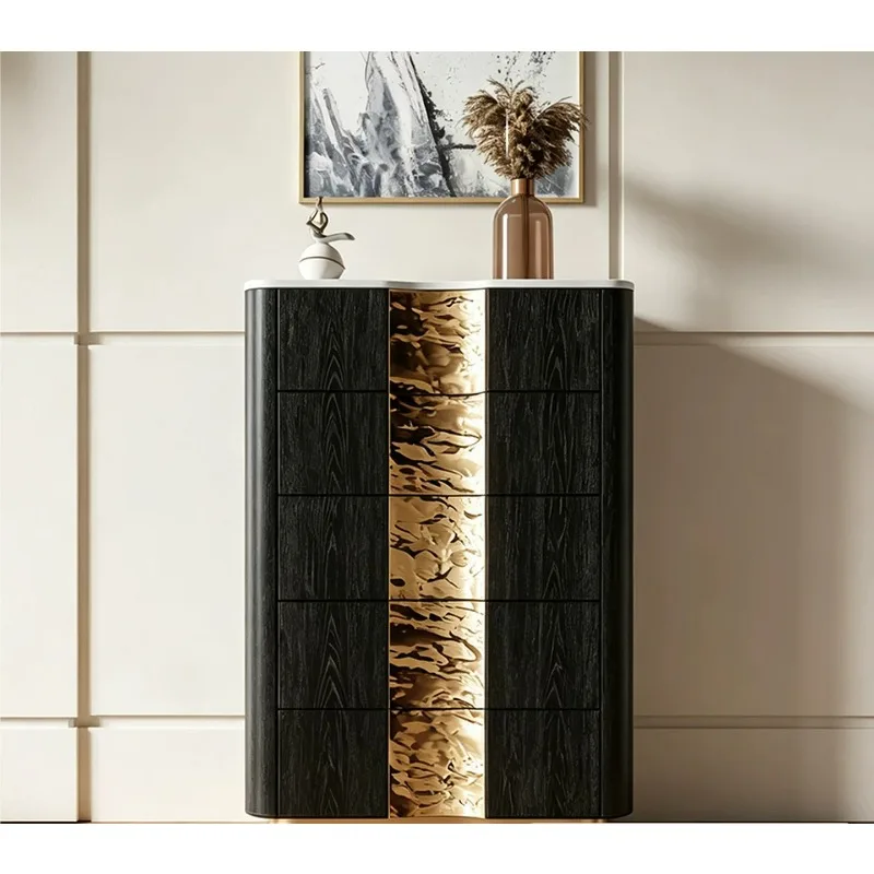 Italian light luxury chest of drawers living room against the wall storage high cabinet middle antique bedroom gold foil porch
Italian light luxury chest of drawers living room against the wall storage high cabinet middle antique bedroom gold foil porch