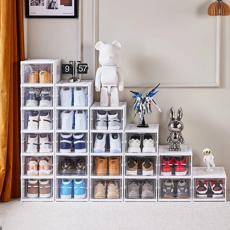 6 Layers Foldable Transparent Shoe Box Stackable Sneaker Storage Organizer with Dustproof Design Fits High-Top Cabinet and Shelf
6 Layers Foldable Transparent Shoe Box Stackable Sneaker Storage Organizer with Dustproof Design Fits High-Top Cabinet and Shelf