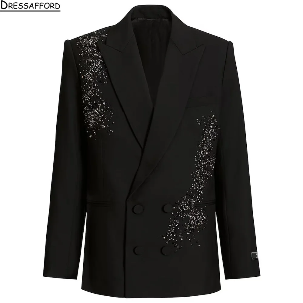 Luxury Men Suit 2 Piece Single Breasted Crystals Beaded Slim Fit Tuxedo Customized For Wedding Groom Business Dinner Prom
Luxury Men Suit 2 Piece Single Breasted Crystals Beaded Slim Fit Tuxedo Customized For Wedding Groom Business Dinner Prom