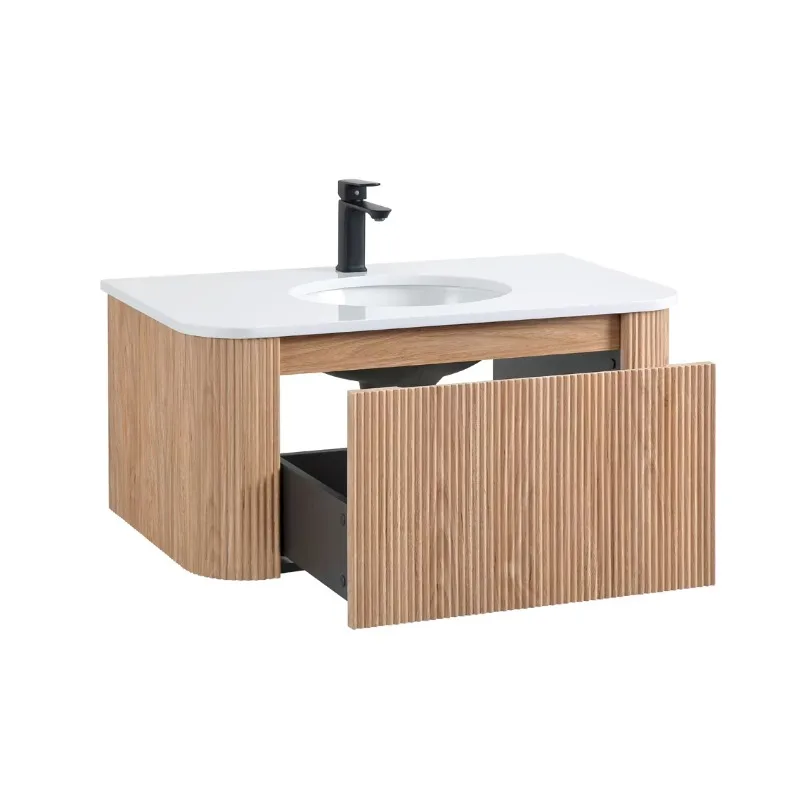 Simple design wall-mounted bathroom vanity 90cm round bathroom cabinet vanity with basin 
Simple design wall-mounted bathroom vanity 90cm round bathroom cabinet vanity with basin