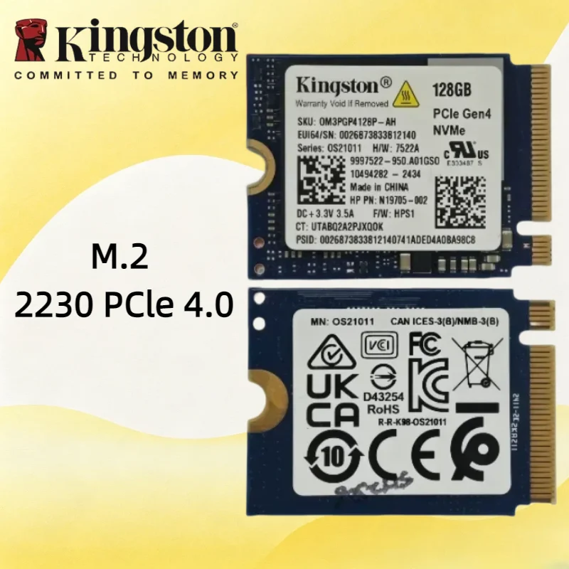 SSD Kingston NVMe PCIe 4.0 M.2 2230 Internal SSD 128GB OEM Package Small Size Built-in Solid State Storage Disk
SSD Kingston NVMe PCIe 4.0 M.2 2230 Internal SSD 128GB OEM Package Small Size Built-in Solid State Storage Disk