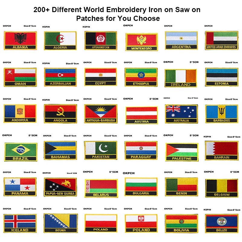 200+ Different Flag Patches Rectangel & Shield Shape Iron on Embroidery Patches Saw on Transfer Patche Applications
200+ Different Flag Patches Rectangel & Shield Shape Iron on Embroidery Patches Saw on Transfer Patche Applications