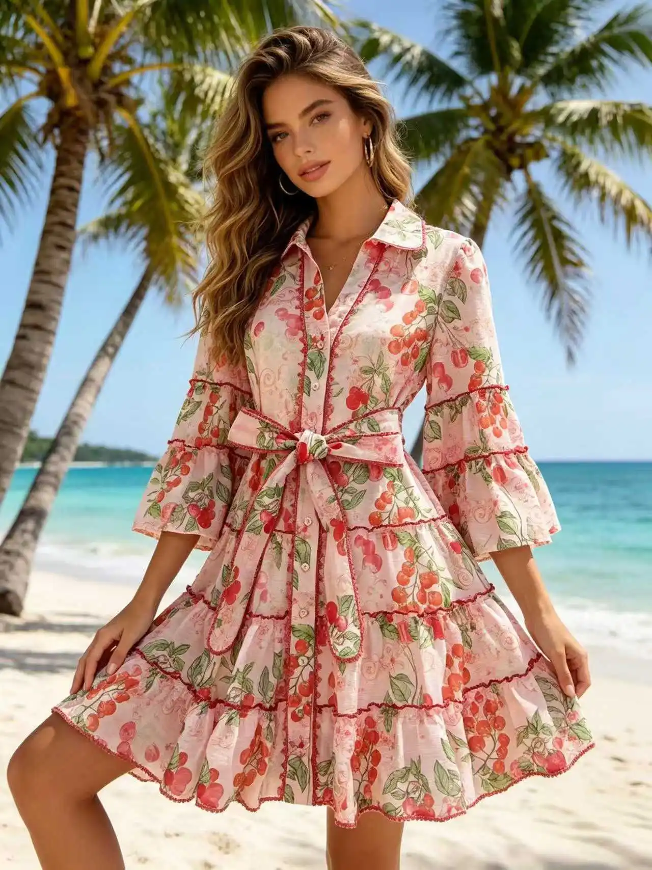 Plus Size Mini Dress Summer Spring Flare Sleeve High Street Vintage Fruit Flower Print Belt Holiday
Plus Size Mini Dress Summer Spring Flare Sleeve High Street Vintage Fruit Flower Print Belt Holiday